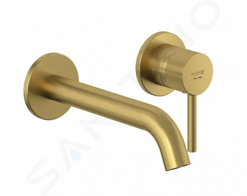 Kludi Bozz - Miscelatore ad incasso per lavabo, montaggio a 2 fori, oro spazzolato 38245N076