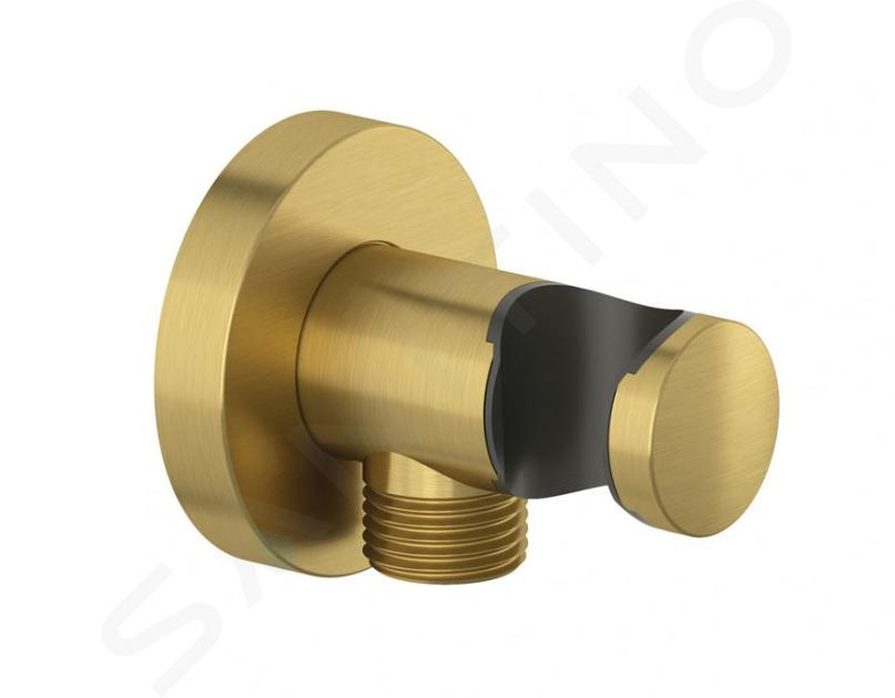 Kludi A-Qa - Codo de pared con soporte, oro cepillado 60547N0-00