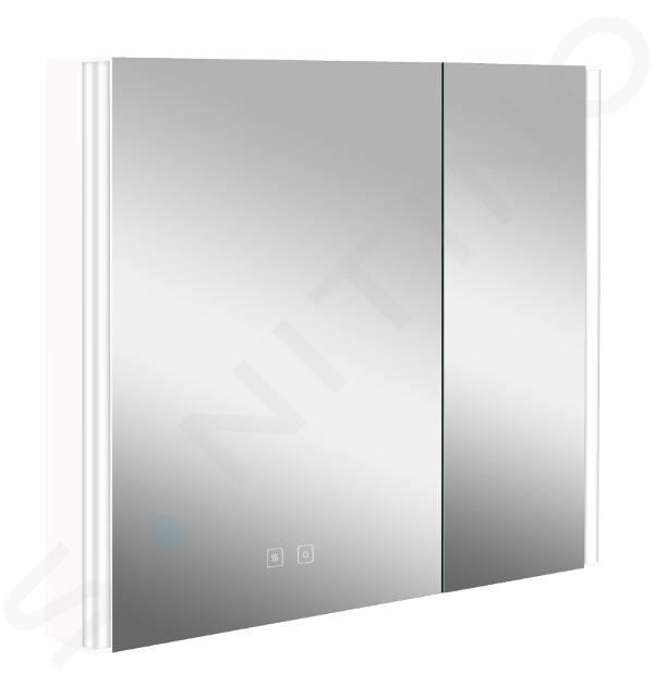 kielle Arkas I - Bathroom mirror cabinet with LED lights, heater and USB port, 80x70x13 cm, white 50111810