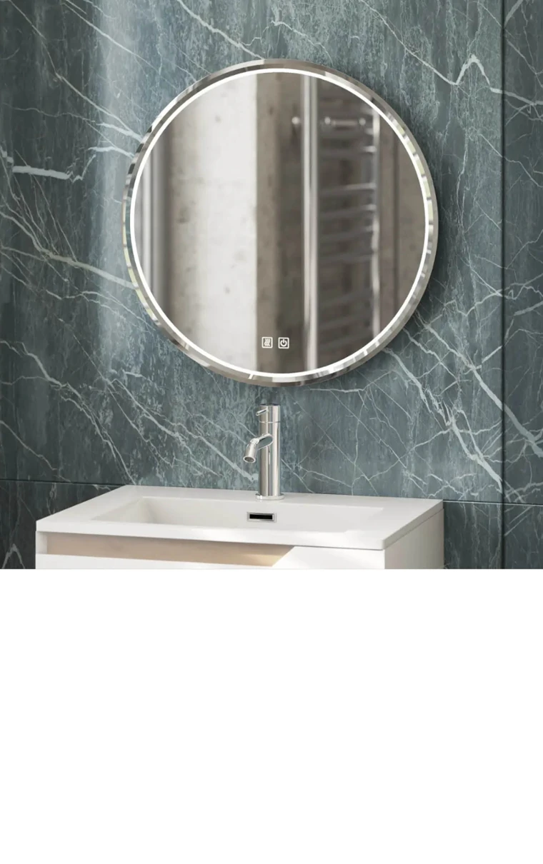 kielle Idolio - Zrcadlo s LED osvětlením a vyhříváním, průměr 59 cm, chrom 50324013