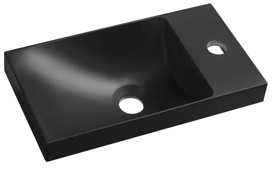 Sapho - Lavoar de serviciu, 40x22 cm, fără preaplin, orificiu pentru baterie, negru AS400B