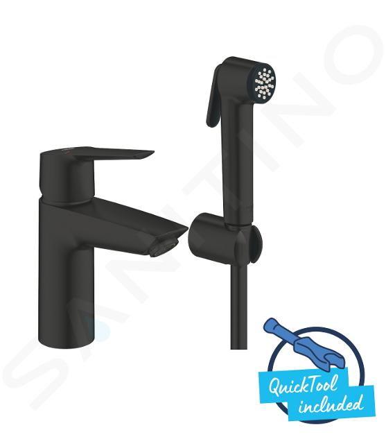 Grohe QuickFix Start - Wastafelkraan met bidetdouche, mat zwart 231232433