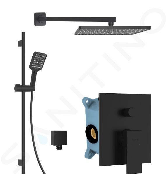 kielle Arkas I - Shower set with concealed mixer, for 2 devices, with fittings and concealed body, matte black 20611SP14