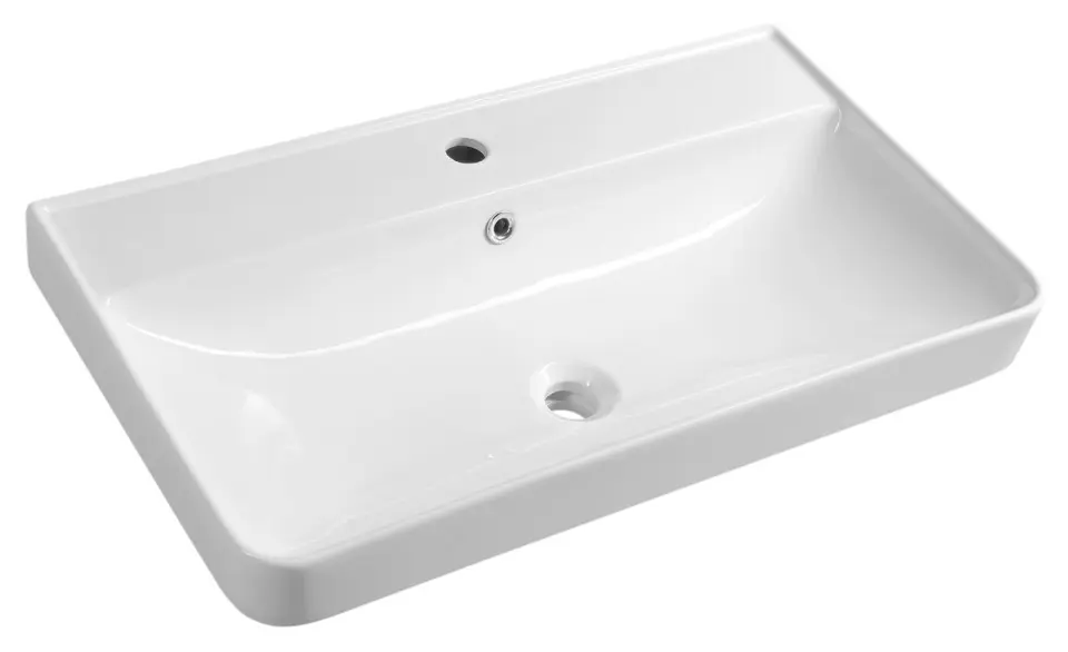 Aqualine - Lavabo de mueble 80x45 mm, con rebosadero, orificio para grifo, blanco 3080