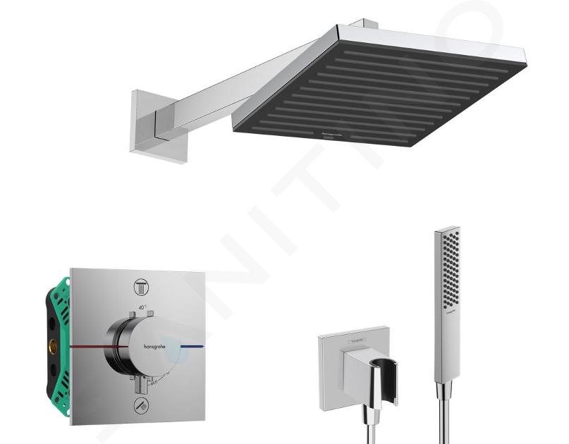 Hansgrohe - Zestaw prysznicowy z termostatem podtynkowym, z korpusem, 26x26 cm, chrom SANI21HHH003