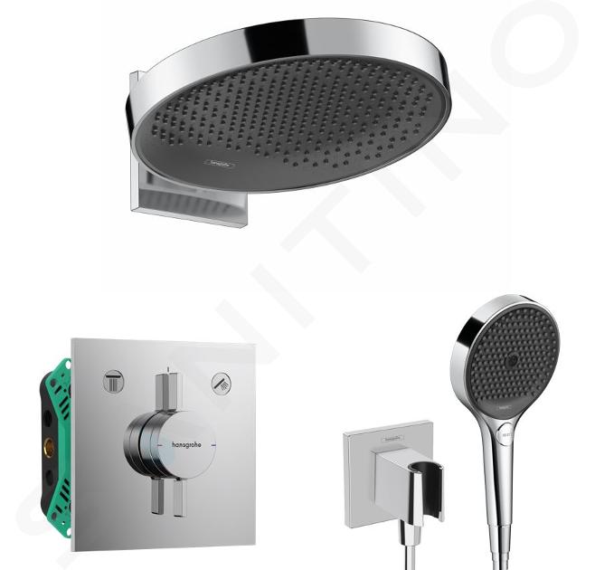 Hansgrohe - Sprchový set s batériou pod omietku, s telesom, priemer 36 cm, 3 prúdy, chróm SANI21HHH009