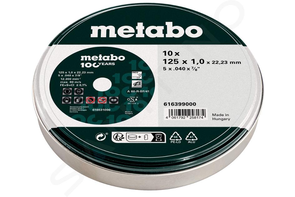 Metabo Príslušenstvo - Súprava rezných kotúčov na nehrdzavejúcu oceľ 125x22,23 mm, 10 ks 616399000