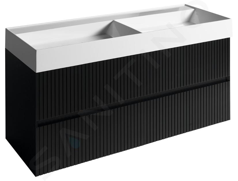 Sapho Filena - Meuble pour lavabo 118x52x43 cm, 4 tiroirs, noir mat strip FID1212BS