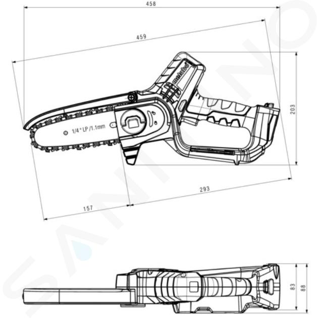 Metabo Werkzeuge - Akku-Gehölzsäge 15 cm, 18V, ohne Akku und 