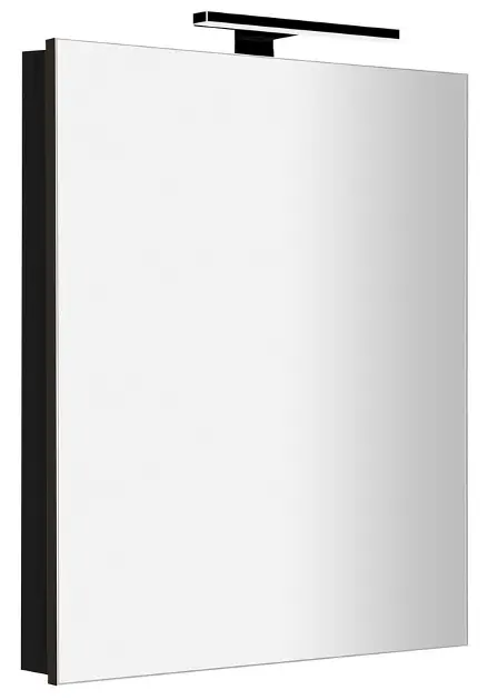Sapho Greta - Огледален шкаф с LED осветление 60x70x14 см, 1 врата, панти отдясно, матово черно GR065-0035