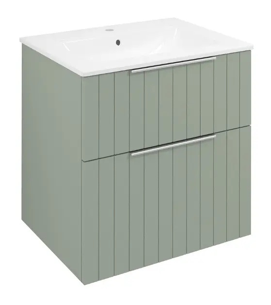 Levně Sapho Cirasa - Umyvadlová skříňka Strip 59x64x46 cm, 2x zásuvka, verde CR601-4444S