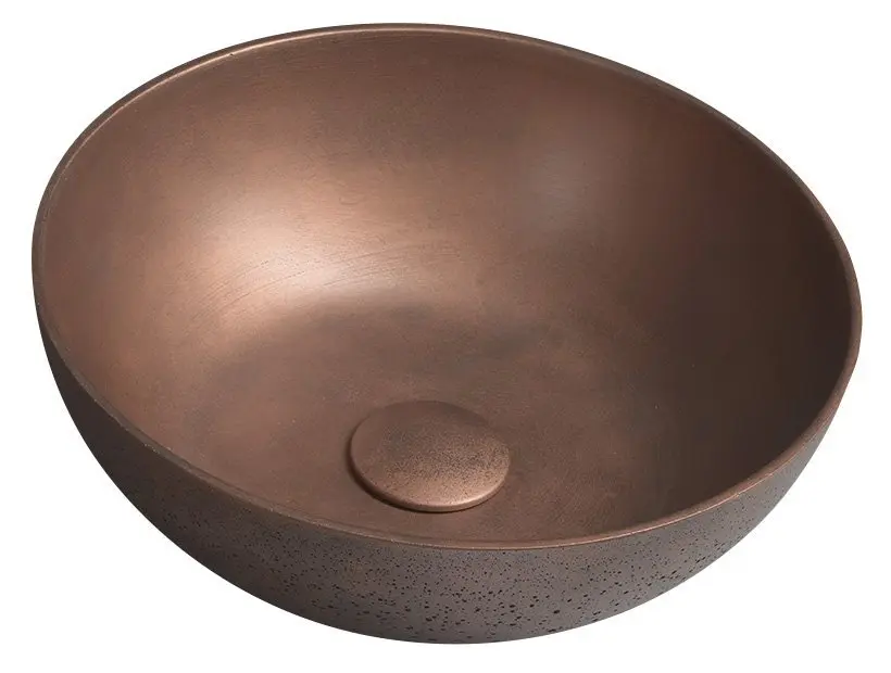 Sapho Formigo - Aufsatzwaschbecken Durchmesser 39 cm, ohne Überlauf, ohne Armaturenloch, mattes Kupfer FG320