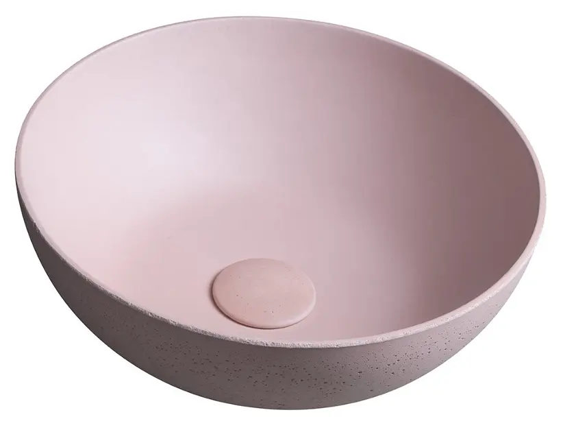 Sapho Formigo - Umyvadlo na desku průměr 39 cm, bez přepadu, bez otvoru pro baterii, matná růžová FG321