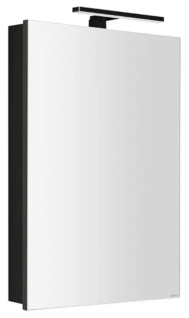Sapho Greta - Огледален шкаф с LED осветление 50x70x14 см, 1 врата, панти отдясно, матово черно GR055-0035
