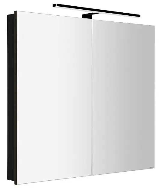 Sapho Greta - Огледален шкаф с LED осветление 81x70x14 см, 2 врати, матово черно GR085-0035