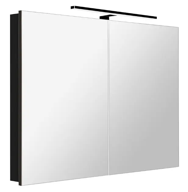 Sapho Greta - Огледален шкаф с LED осветление 101x70x14 см, 2 врати, матово черно GR105-0035