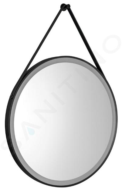 Aqualine - Miroir avec éclairage LED, diamètre 60 cm, capteur tactile, noir mat SG060