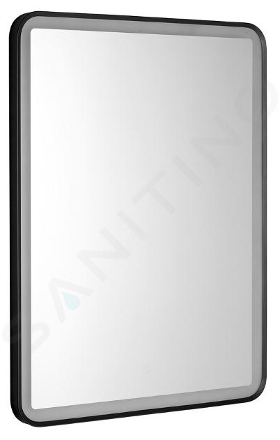 Aqualine - Tükör LED világítással, 80x60 cm, érintésérzékelővel, fekete matt SW060
