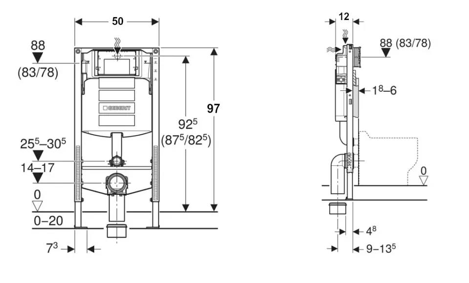Geberit Duofix - Bâti-support pour WC à poser enfant, hauteur 97 m 111 ...