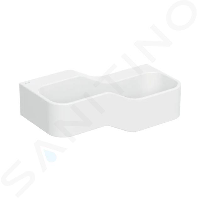 Geberit Bambini - Lavabo doppio per bambini, 90x39 cm, a destra, senza troppopieno, senza foro per miscelatore, bianco alpino 502.974.00.2