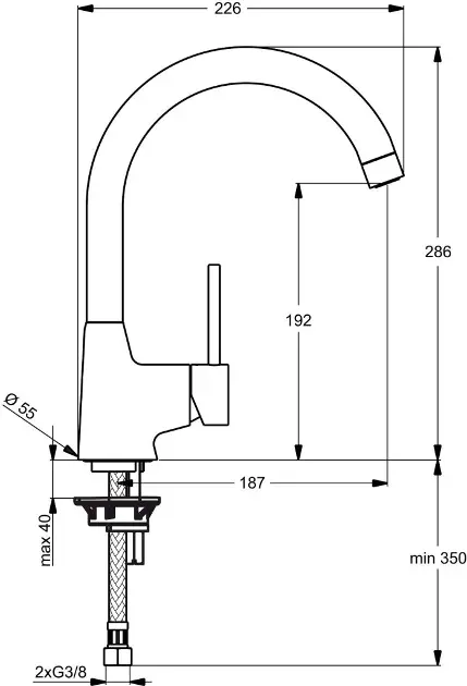 IDEAL STANDARD - NORA MISCELATORE ORIENTABILE MONOCOMANDO PER LAVELLO CUCINA  B9328AA, Rubinetteria Cucina