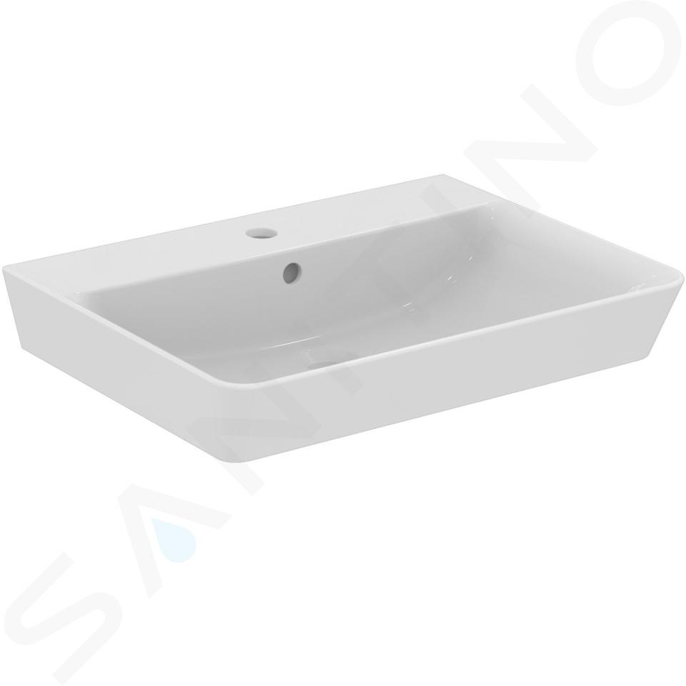 Ideal Standard Connect Air - Lavabo Cube 600x460x160 mm, con 1 foro per miscelatore, bianco E029801