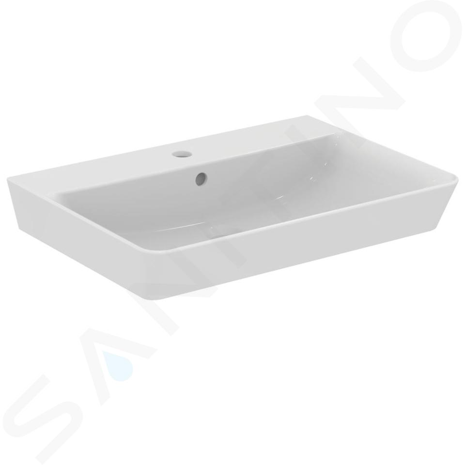 Ideal Standard Connect Air - Lavabo Cube 650x460x160 mm, avec déversoir, ouverture pour mitigeur, avec Ideal Plus, blanc E0297MA