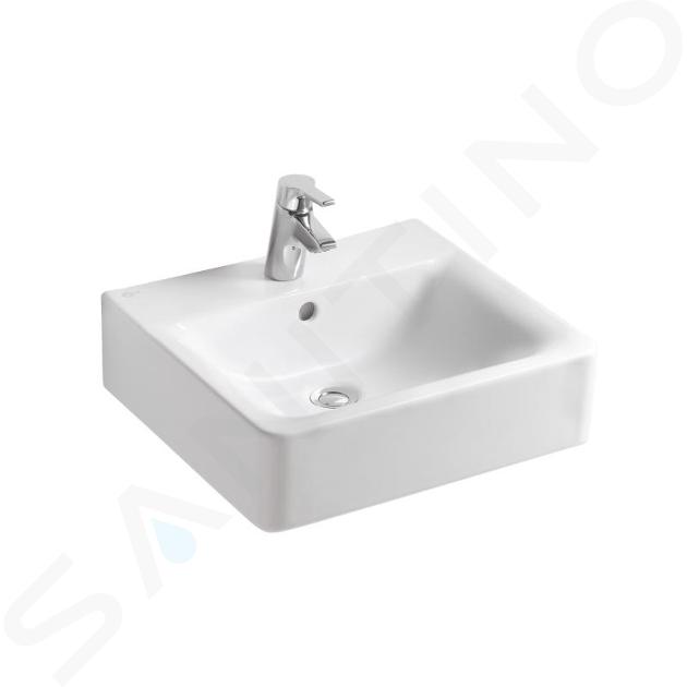 Ideal Standard Connect - Umywalka Cube 500x460x175 mm z przelewem i otworem na baterię, z Ideal Plus, biała E7138MA