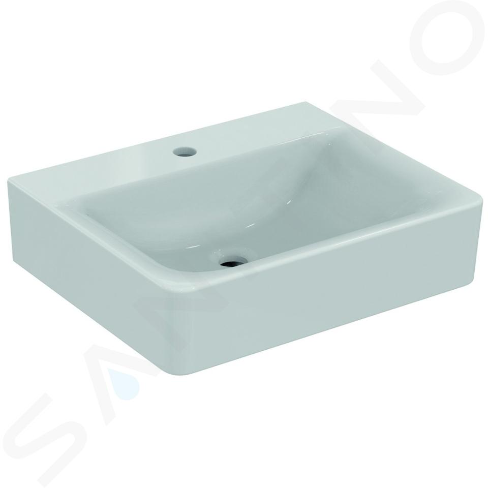 Ideal Standard Connect - Lavabo Cube 55x46x18 cm, foro singolo per miscelatore, bianco E811301