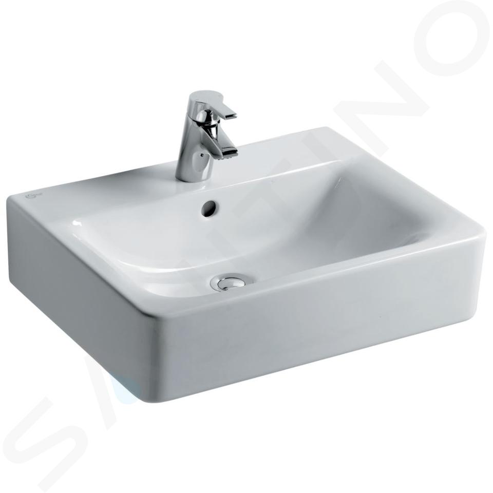 Ideal Standard Connect - Umywalka Cube 55x46x18 cm z przelewem i otworem na baterię, z Ideal Plus, biała E7139MA