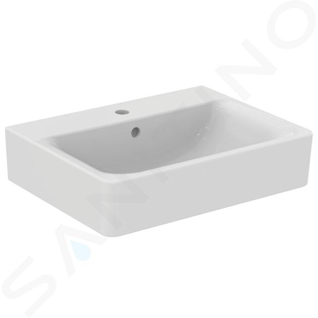 Ideal Standard Connect - Lavabo Cube 600 x 460 x 175 mm, 1 foro per miscelatore, bianco E714101