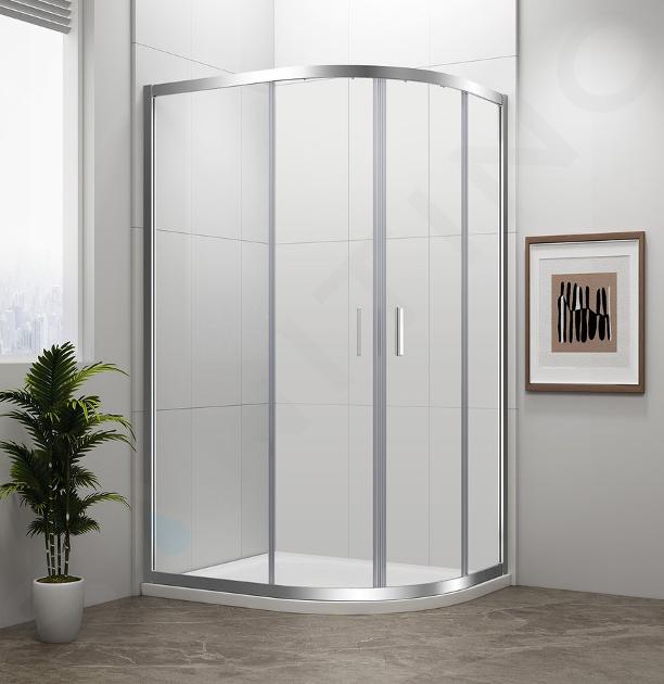 Polysan Easy Line - Schermo doccia a un quarto di cerchio 90x80 cm, alluminio lucido/vetro trasparente EL2815