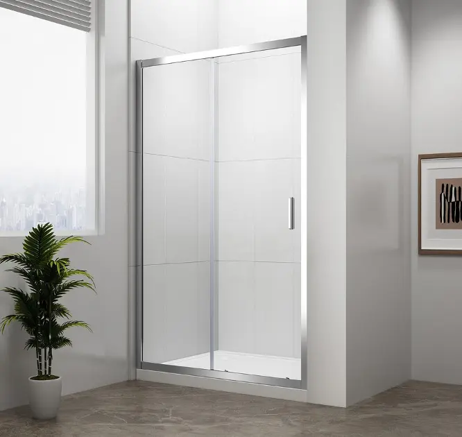Polysan Easy Line - Porte de douche 140 cm, aluminium poli/verre clair EL1415