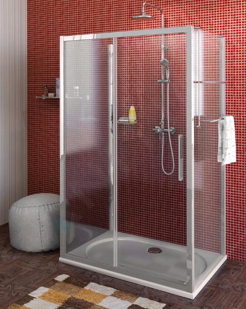 Polysan Lucis Line - Cabina doccia a tre pareti 110x80x80 cm, versione S/D, alluminio lucido DL1115DL3315DL3315