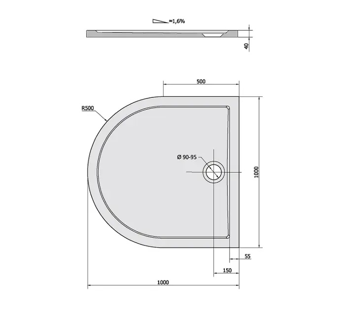 plotseling angst zich zorgen maken Polysan Douchebakken - Halfronde douchebak ISA 100, 1000x1000 mm, wit 72888  | Sanitino.nl