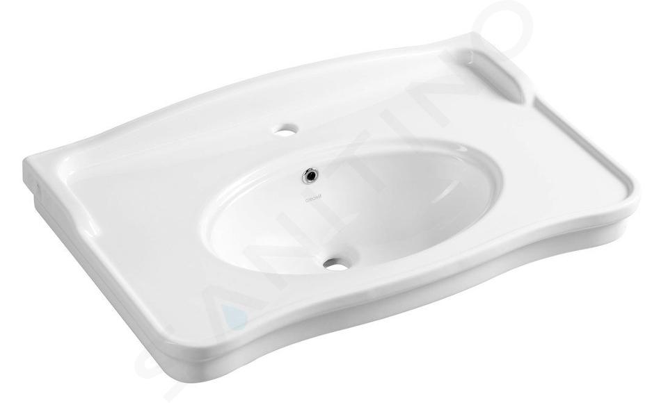 Sapho Antik - Lavabo 80x50 cm, 1 foro per rubinetto, bianco AN080