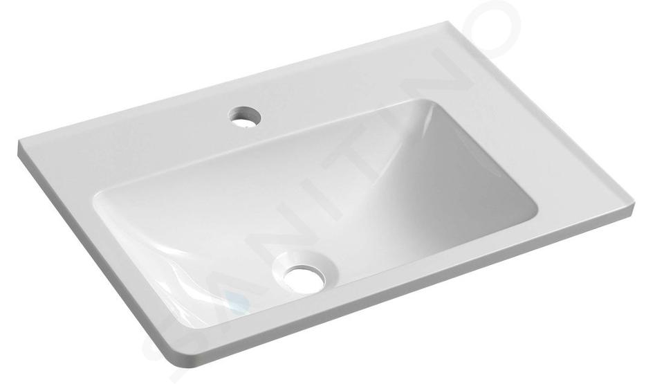 Sapho Arana - Lavabo 560x110x350 mm, sin rebosadero, apertura para mezclador, blanco AN056