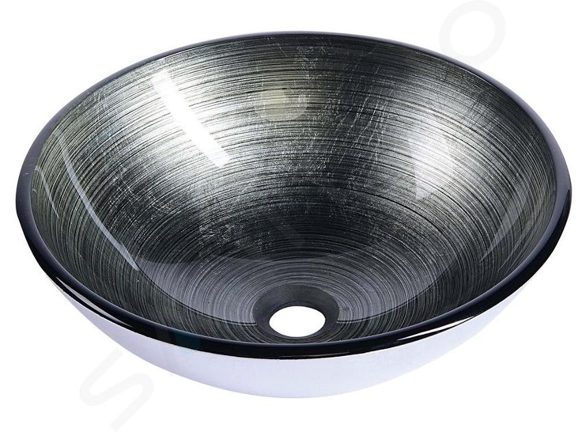 Sapho Beauty - Lavabo à poser, diamètre 420 mm, verre, gris foncé/argenté 2501-20