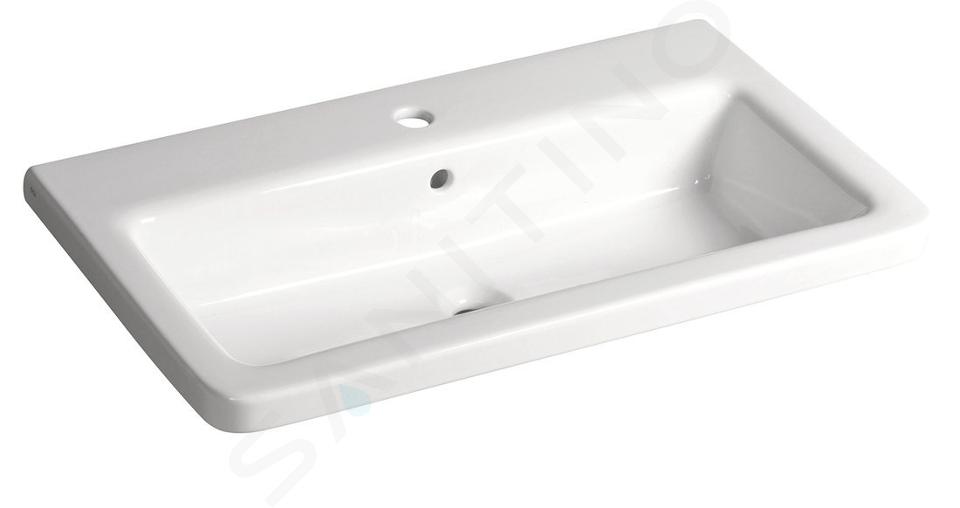 Sapho City - Lavabo, 80x45 cm, con rebosadero, orificio para grifo, blanco KE080