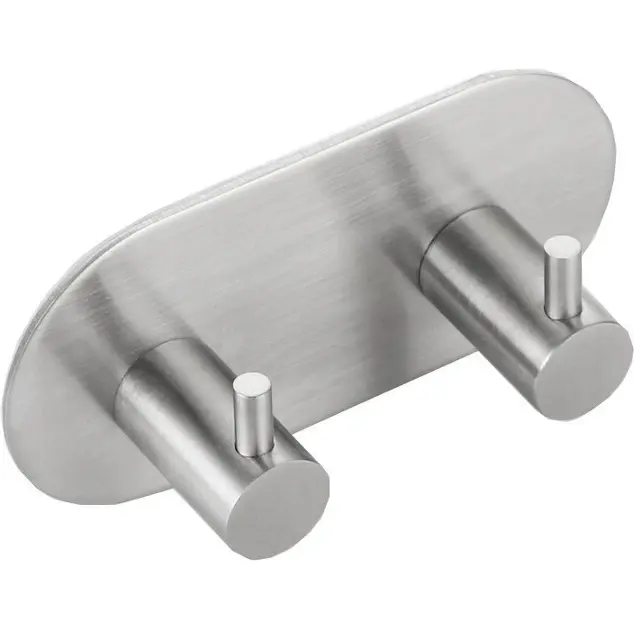 Sapho Accessoires - Doppelhaken, selbstklebend, rund, Edelstahl gebürstet 32202