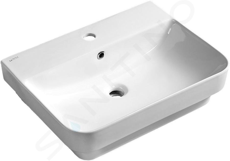 Sapho Isvea Sott Aqua - Lavabo 57x44 cm, con rebosadero, con orificio para grifo, blanco 10SQ50057