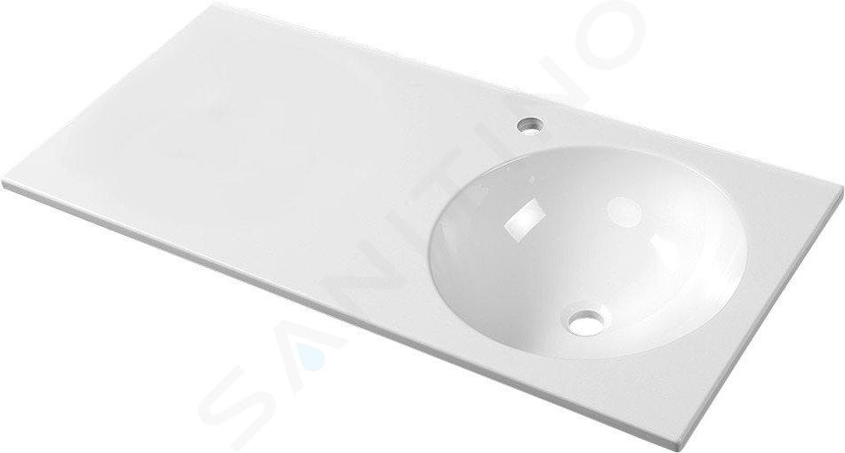 Sapho Juno - Lavabo 1000x150x470 mm, senza sfioratore, foro per rubinetto a sinistra, bianco JU102