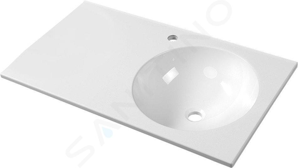 Sapho Juno - Lavabo 80x15x47 cm, sans trop-plein, trou de robinetterie à gauche, blanc JU081