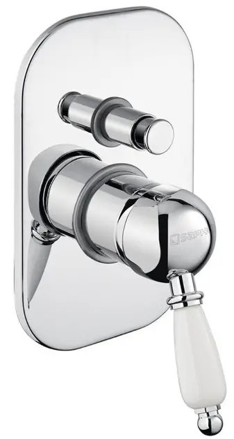 Sapho Kirké - Grifo empotrado de ducha White con cuerpo de montaje, 2 salidas, cromo KI42BC