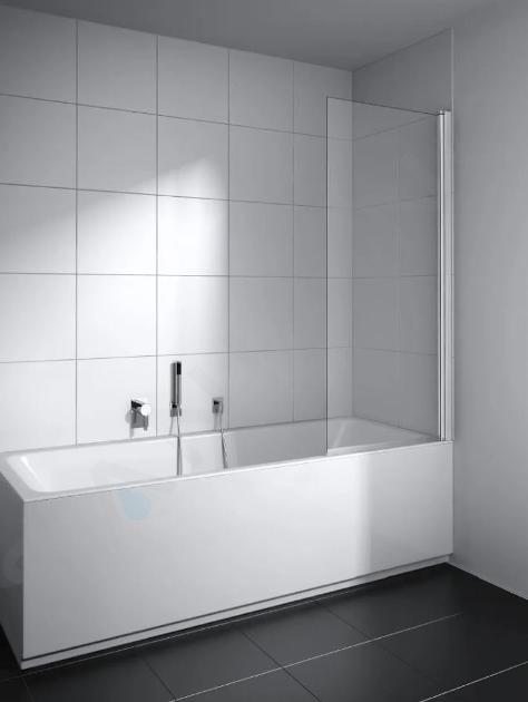 Kermi CADA XS - Schermo per vasca da bagno DFR, 75x160 cm, destro, color argento lucido/vetro trasparente CKDFR07516VPK