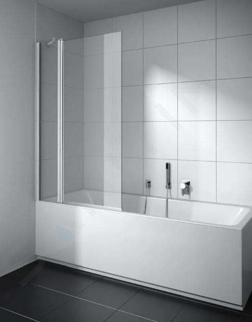 Kermi CADA XS - Paroi de baignoire DTL, en deux parties, 105x160 cm, gauche, argent brillant/verre transparent CKDTL10516VPK