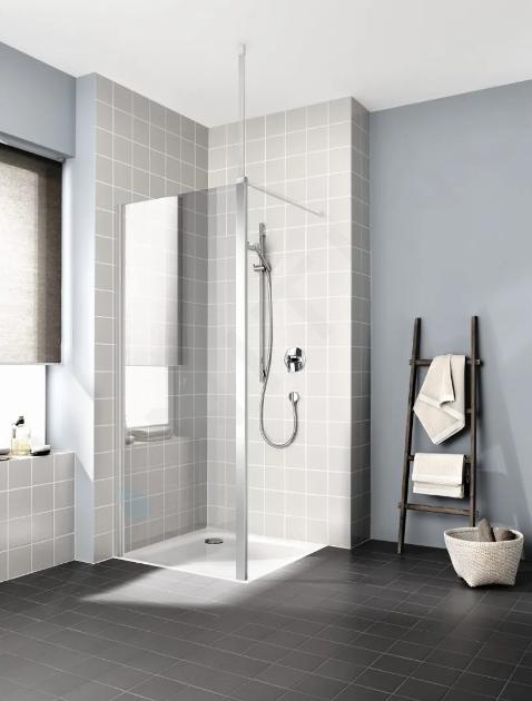 Kermi CADA XS - Pared de ducha WDW, 80x200 cm, plata brillante/cristal transparente CKWDW08020VPK