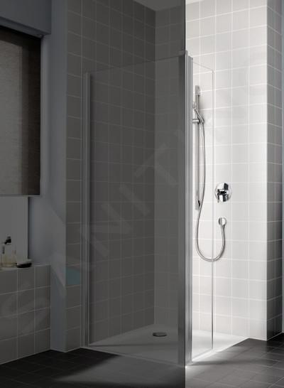 Kermi CADA XS - Pared lateral móvil WIL para Walk-In, anchura 40 cm, izquierda, plata brillante/cristal transparente CKWIL04020VPK