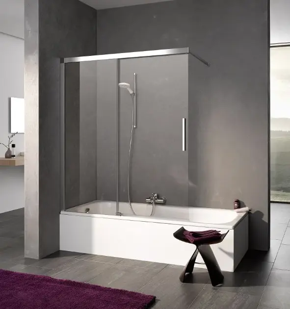 Kermi NICA - Vanová zástěna H2L, dvoudílná, 120x150 cm, levá, lesklá stříbrná/čiré sklo NIH2L12015VPK