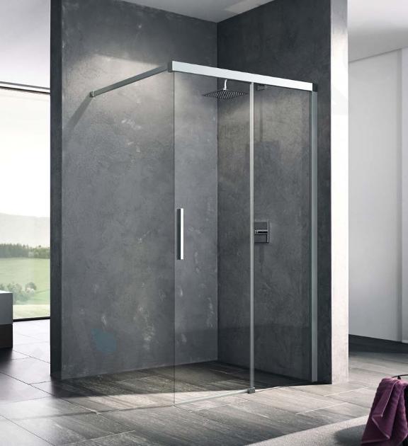 Kermi NICA - Parete doccia Walk-In, 100x200 cm, scorrevole, destra, color argento lucido/vetro trasparente NIJ2R10020VPK